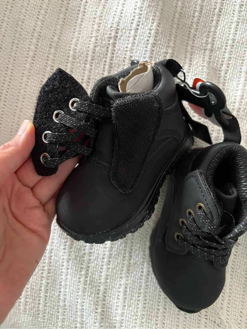 Infant Black Lace-Up Ankle Boots